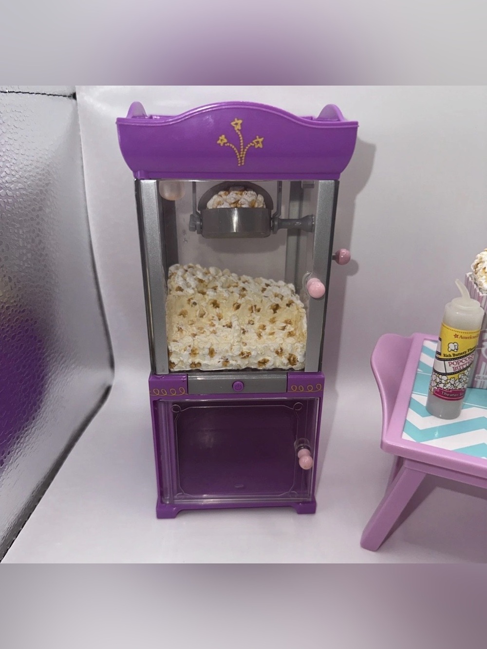 American Girl Doll Food Movie Popcorn Machine Incomplete Set Works & Dinner Tray - Picture 3 of 12